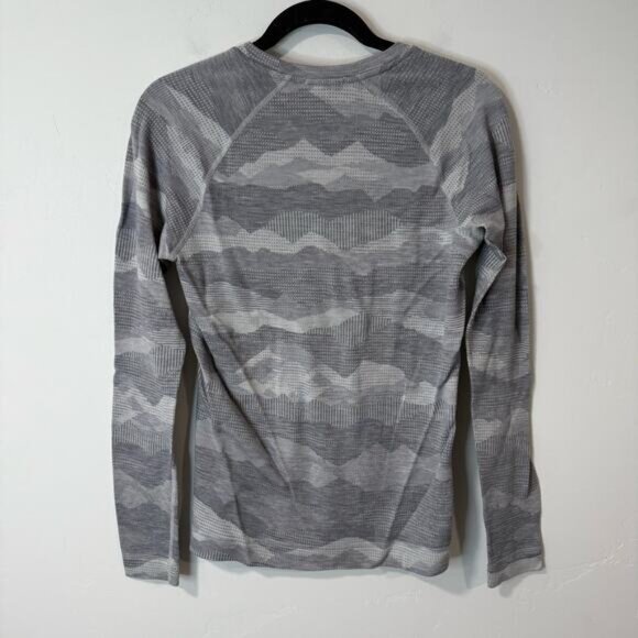 Smartwool Women's Crew Shirt Long Sleeve Camo Gray Merino Wool Large - Picture 4 of 8